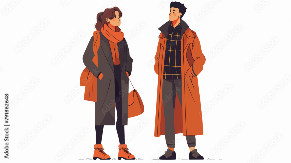Stylish man and woman in fashion outfits. Elegant 