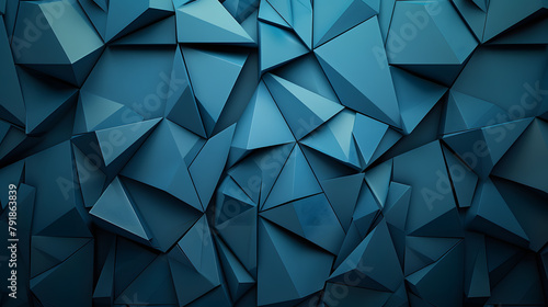 Abstract geometric wallpaper with a repeating blue triangle pattern photo