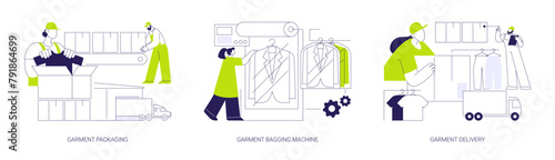 Apparel manufacturing abstract concept vector illustrations.