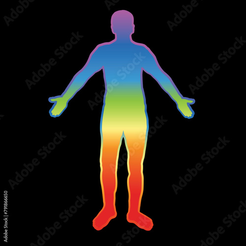Human body silhouette  with aura colors