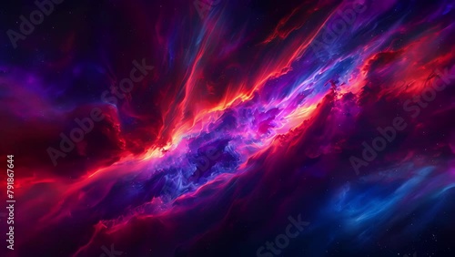 Closeup of a churning multicolored nebula with swirls of celestial dust and gas resembling a cosmic painting come to life in the vast emptiness of space. . photo