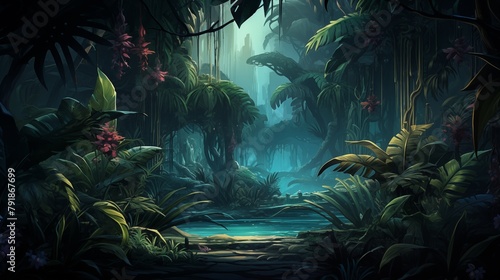A lush tropical jungle alive with exotic flora © X-Poser