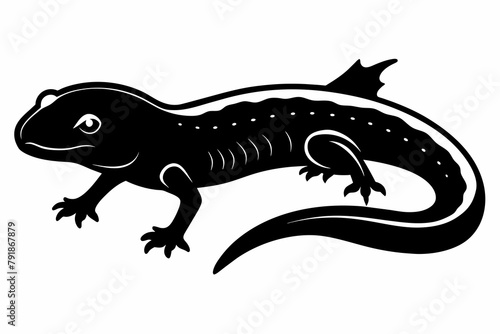 newt silhouette black color printable vector art illustration