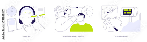 Facial surgery abstract concept vector illustrations.