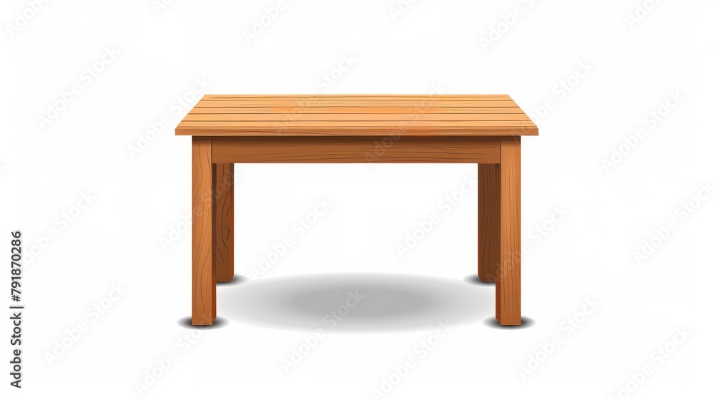 The design element of a wooden desk isolated on white background. A realistic illustration of a brown wooden table at the forefront, a bench, shelf mockup, empty workplace furniture. The design element of a wooden desk isolated on white background. A realistic illustration of a brown wooden table at the forefront, a bench, shelf mockup, empty workplace furniture.