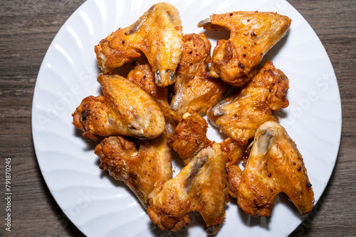 Grilled chicken wings in a plate