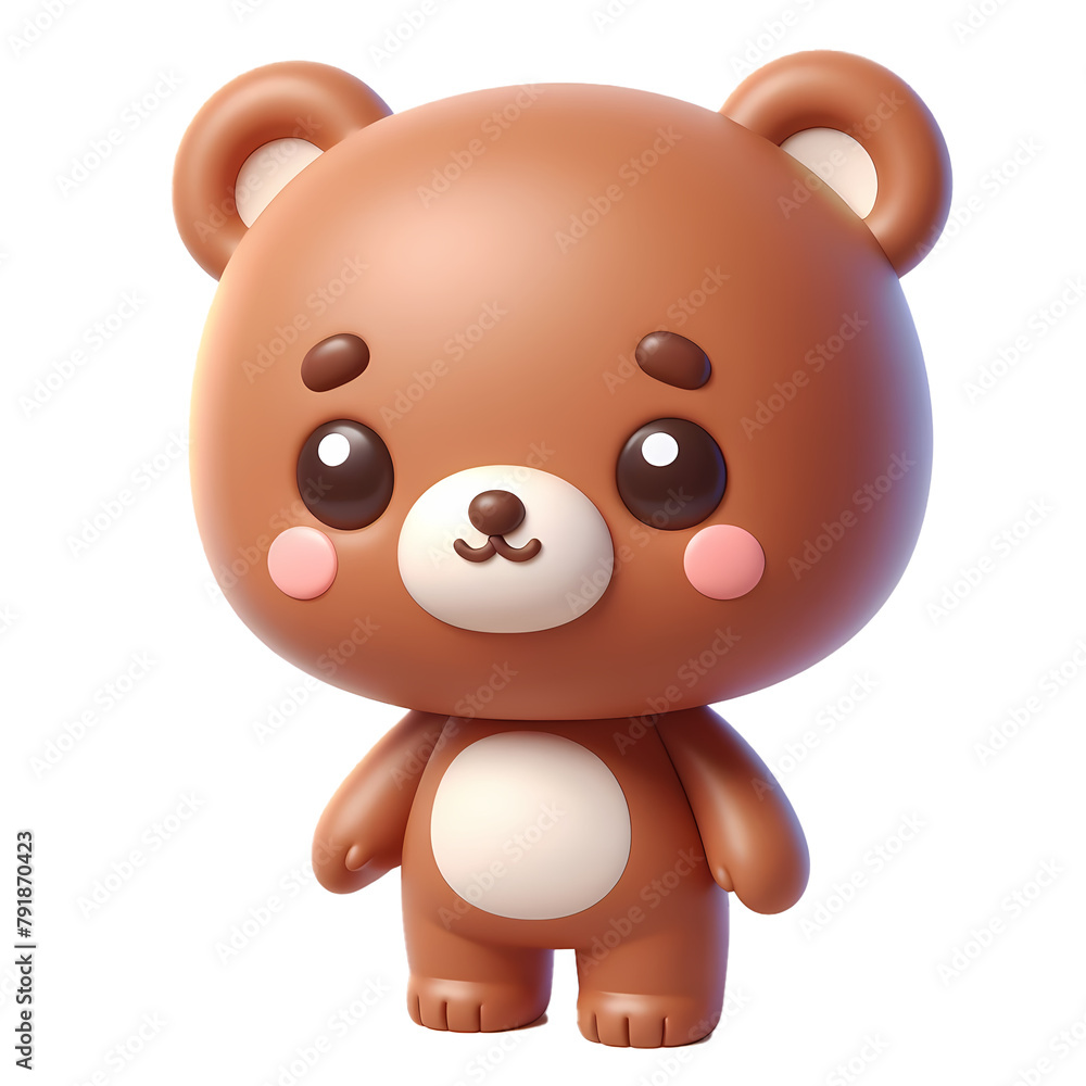 Obraz premium Adorable Cartoon Bear Mascot on Transparent Background