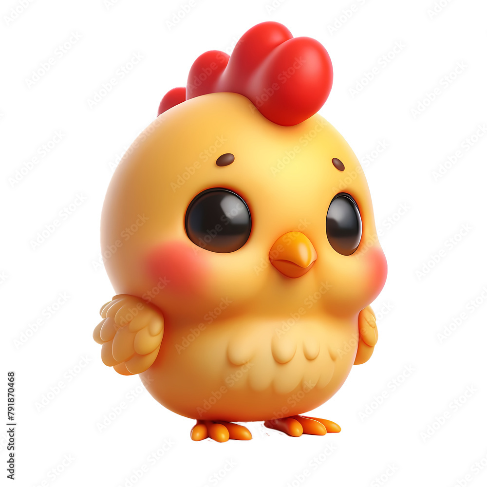 Adorable Cartoon Chicken on Transparent Background