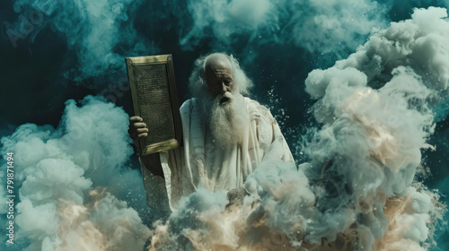 Moses Delivering the Ten Commandments, Pesach celebration, Jewish Holiday, Passover sharing and celebrating  photo