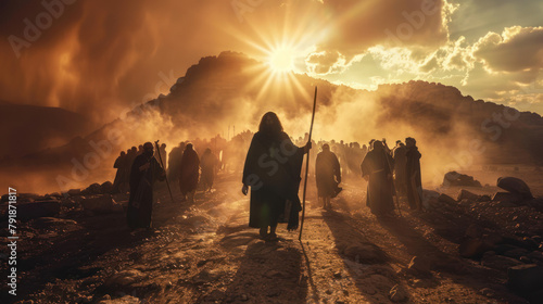 Moses Leading Israelites Out Egypt., Pesach celebration, Jewish Holiday, Passover sharing and celebrating 