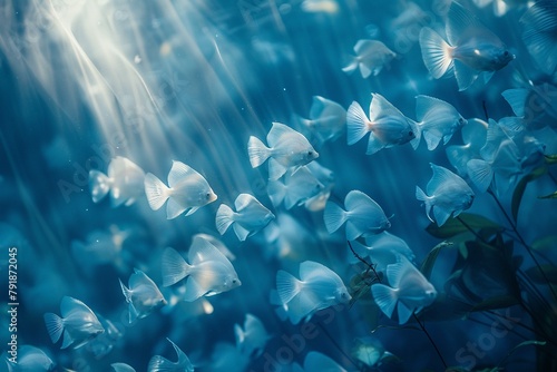 Underwater dreams, abstract light play, soft focus, serene blues for tranquil wallpaper
