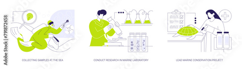 Marine science abstract concept vector illustrations.