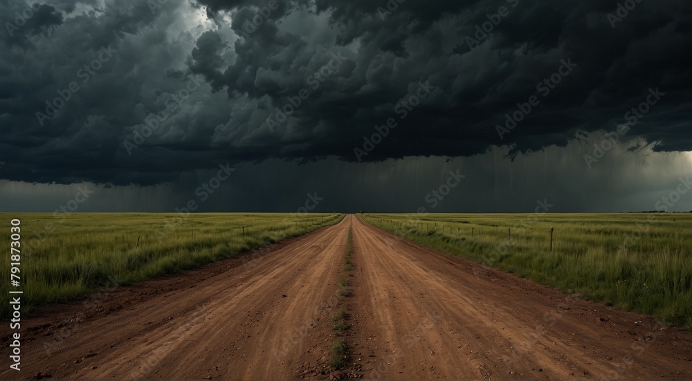 landscape, Dirt road with dark storm clouds, green, black cloud, road, clouds on the road landscape, Dirt road with dark storm clouds, green, black cloud, road, clouds on the road