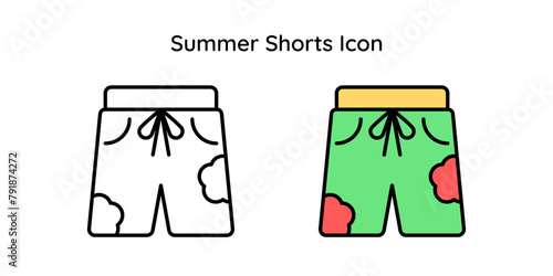 Summer shorts vector icon line and line color style