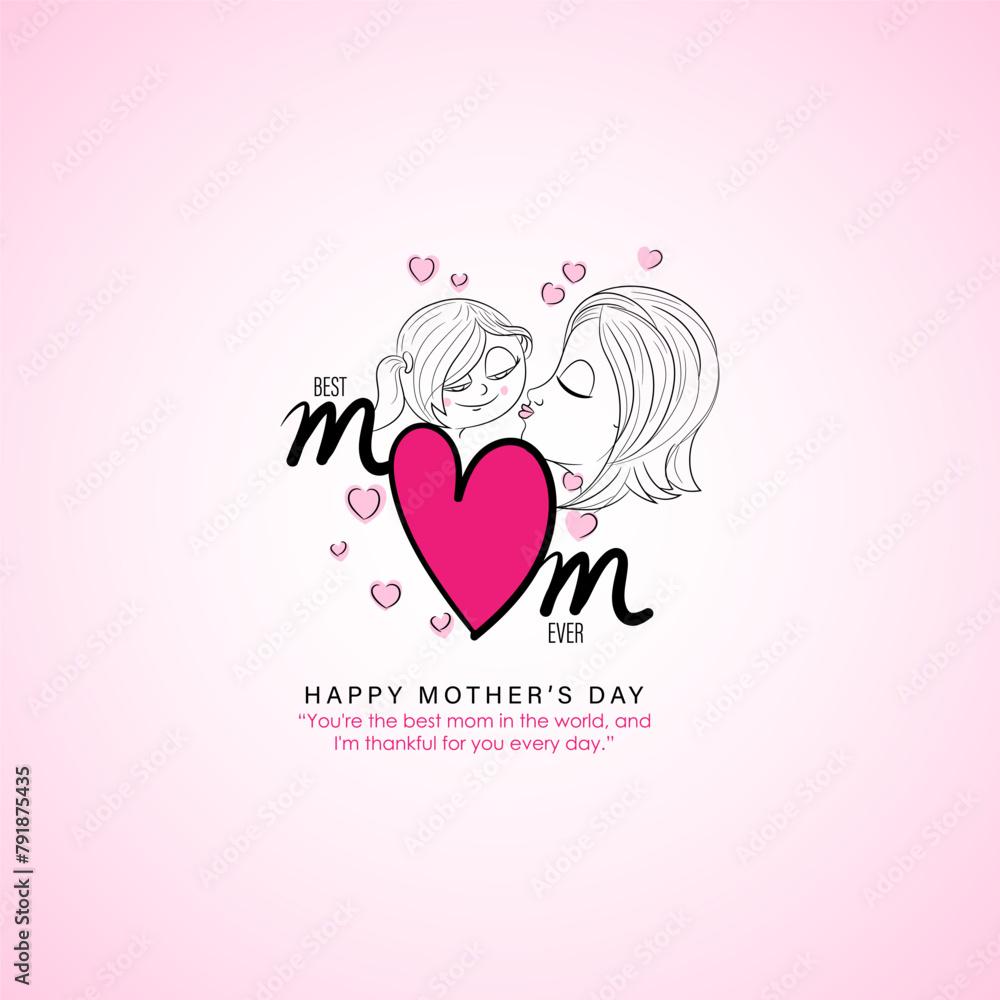 Vector illustration of Happy Mothers Day social media feed template