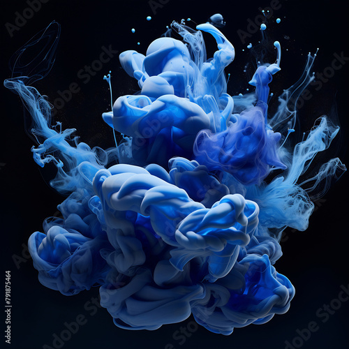 A dynamic cloud of blue ink swirls in an isolated backdrop, suggesting both fluidity and formlessness © Canvas Alchemy