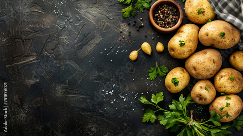 Food background - potatoes background top view