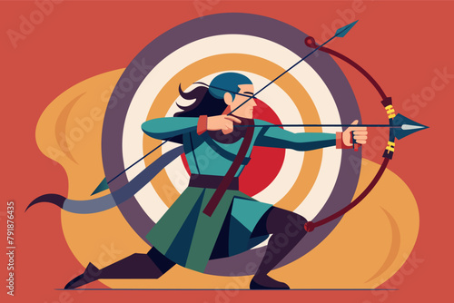 A stylized archer aiming at a target with precision photo