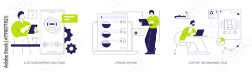 AI marketing solutions abstract concept vector illustrations.