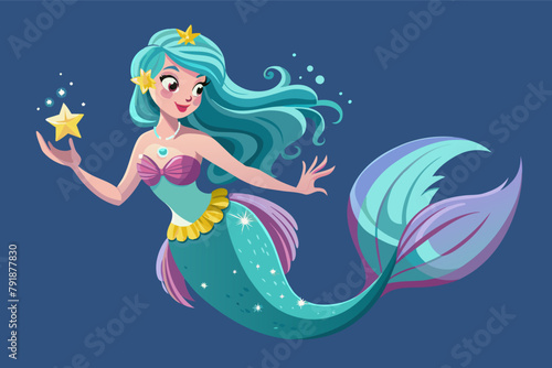 A whimsical mermaid with a sparkling tail