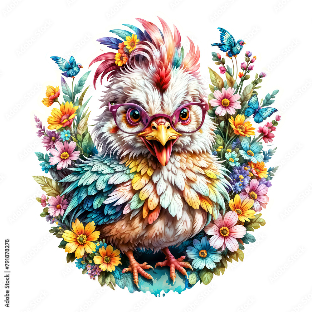 Naklejka premium Chicken Stickers - Generative AI