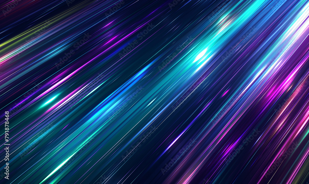 Abstract background with colorful light streaks on black, with a gradient from blue to green. Dynamic and fluid motion with a fast speed blur effect Abstract background with colorful light streaks on black, with a gradient from blue to green. Dynamic and fluid motion with a fast speed blur effect