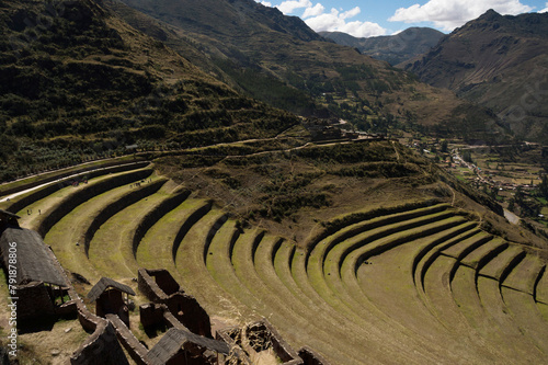 Well-preserved terraces at the Pisac archaeological site in Peru