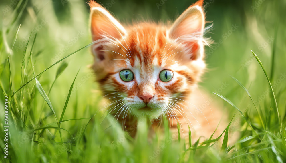 orange kitten in the grass