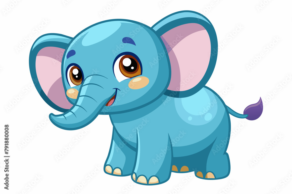 Fototapeta premium Cute Elephant Mischievous gradient illustration in white background