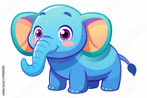 Cute Elephant Mischievous gradient illustration in white background photo