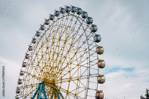 Cabins of the Ferris wheel in Mtatsminda park in Tbilisi, Georgia