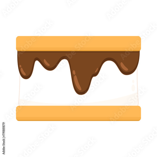 Chocolate bar and graham crackers. S'more graham cracker, chocolate, and marshmallow.