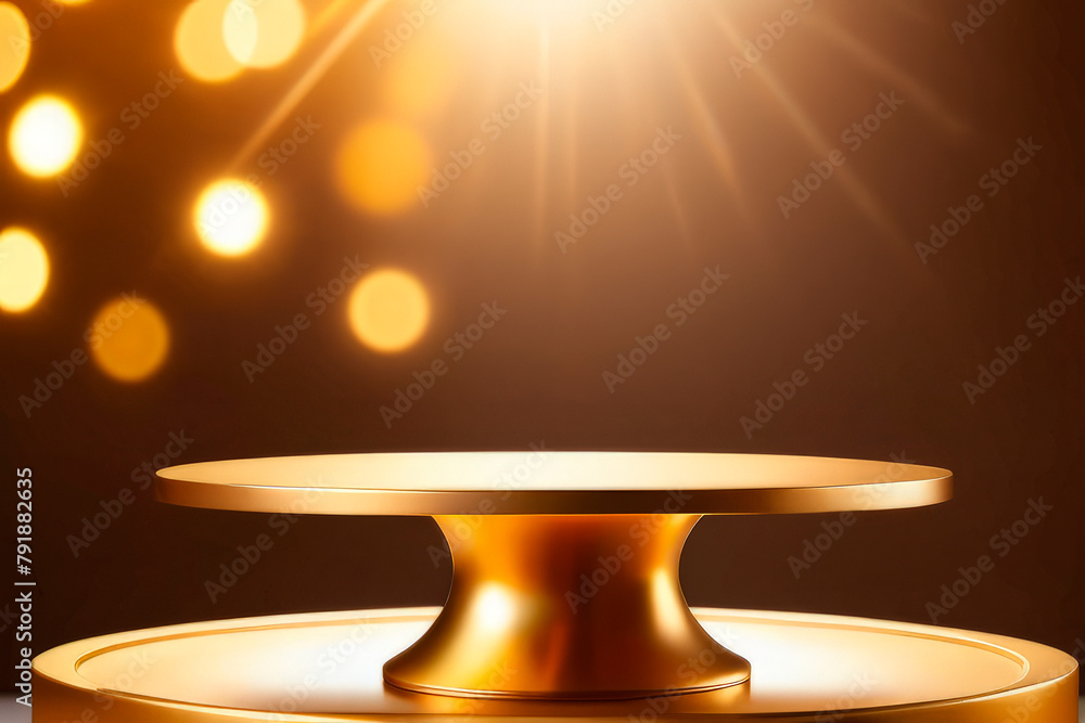 3D podium , pedestal made of gold, in the studio , gold, for advertising goods, cosmetics, things, luxury 3D podium , pedestal made of gold, in the studio , gold, for advertising goods, cosmetics, things, luxury