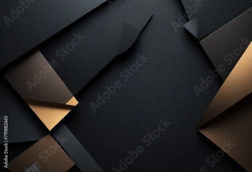 Black and gold abstract geomatric pattern smooth steel like background with spotlights illumination