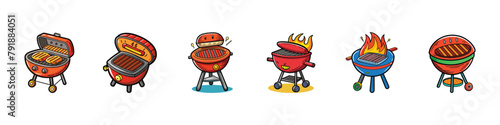  BBQ Grill icons, Grill bbq vector icon set illustration, grill vector icon illustration, BBQ Grill symbol. BBQ grill icon in trendy flat style design.