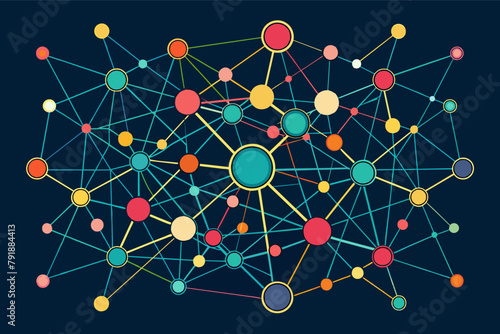 Intricate network of intersecting lines and nodes