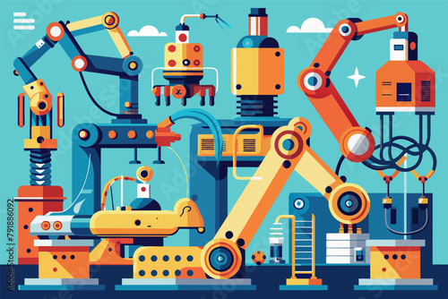 Robotic arms assembling intricate machinery with precision