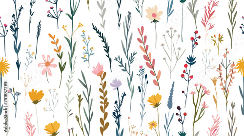Wild flower pattern. Seamless background 