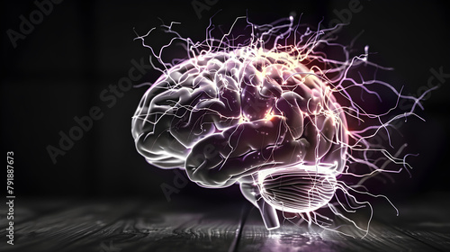 Illustrative image of a brain with electric shock, symbolizing epilepsy, ideal for International Epilepsy Day content.