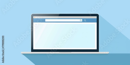 Simple browser window on blue background. Browser search.