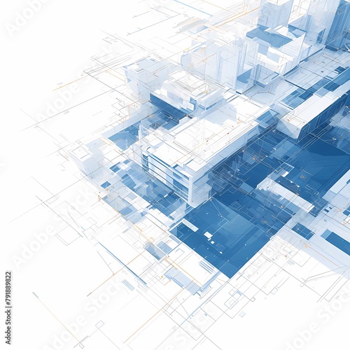 Abstract Urban Illustration: An Awe-Inspiring Blue Metropolis for Dynamic Imagery