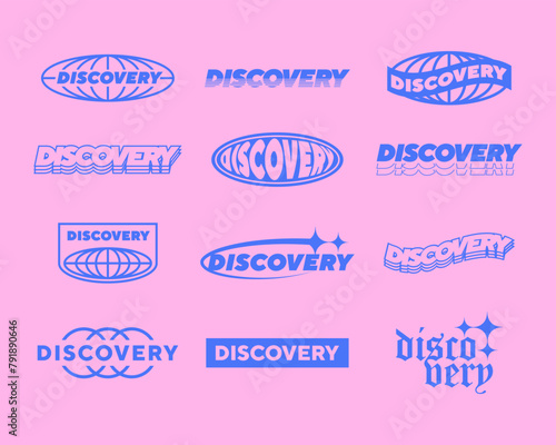 Set streetwear Discovery logo ideas for a clothing brand. Design vector typography for t-shirt streetwear clothing.