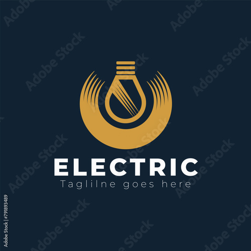 Electric logo design with lightning bolt element, perfect for tech startups, energy companies, and electric vehicle businesses branding.