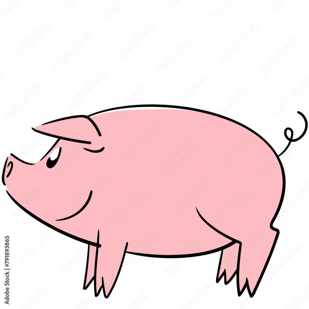 Cute little pig posing and smiling side view Cute little pig posing and smiling side view