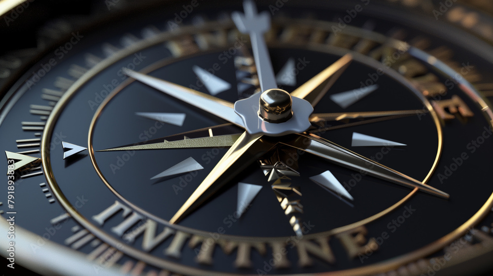 3D rendering of an compass with the word integrity