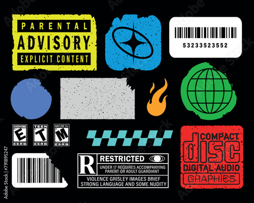 Cool Trendy Patches Vector Design. collection of fully editable stickers.