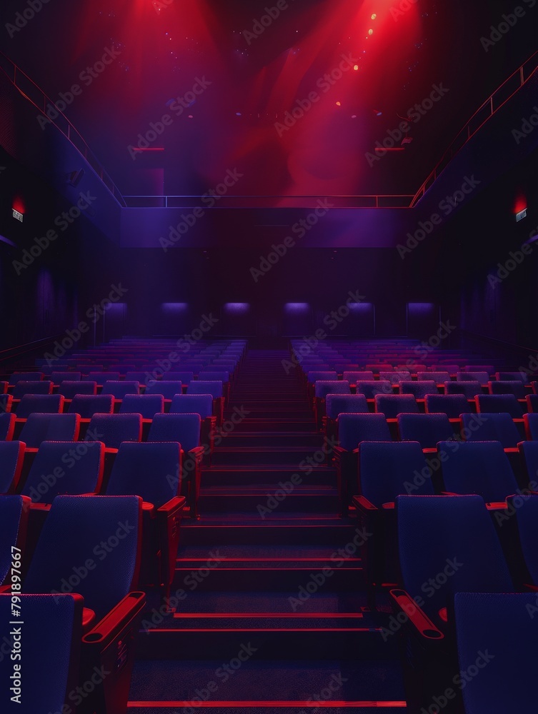 Illuminated theater with red and blue lights