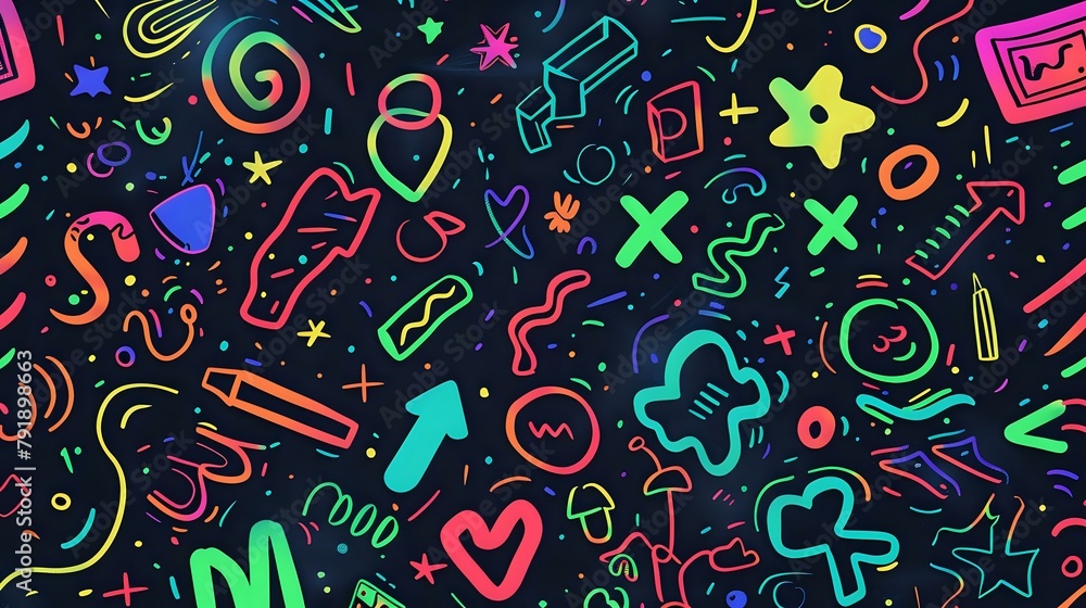 Dynamic Neon Doodle Art Background Dynamic Neon Doodle Art Background