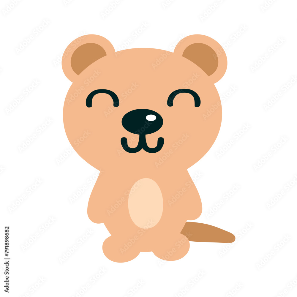 Happy hand drawn australian quokka animal character. Perfect design for any purpose. Doodle vector illustration isolated on white background. Happy hand drawn australian quokka animal character. Perfect design for any purpose. Doodle vector illustration isolated on white background.