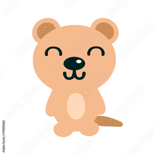 Happy hand drawn australian quokka animal character. Perfect design for any purpose. Doodle vector illustration isolated on white background.